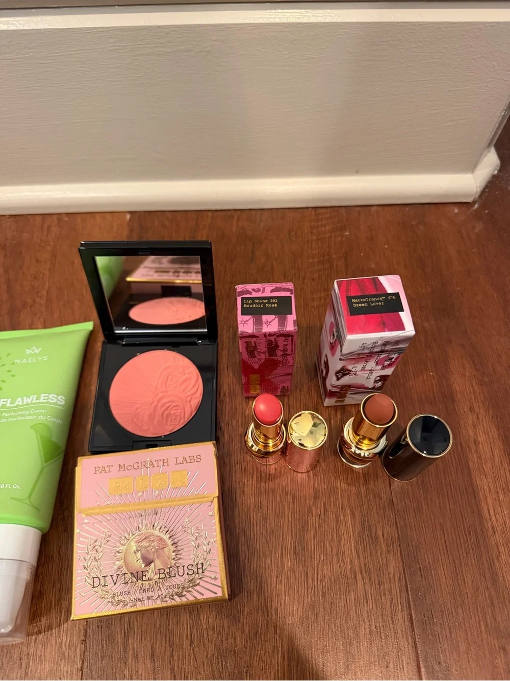 Pat McGrath Divine Blush, Maelys, and two Pat McGrath lippies